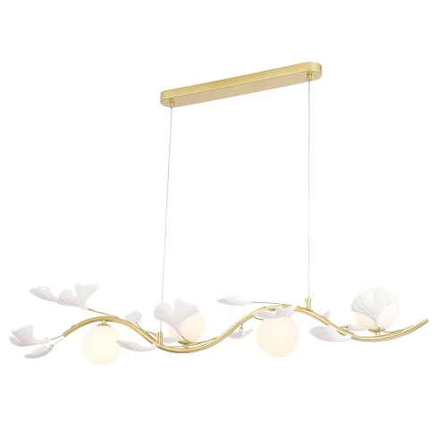 Светильник подвесной COLIBRI SP4 GOLD Crystal Lux белый на 4 лампы, основание золотое в стиле флористика шар фото 4