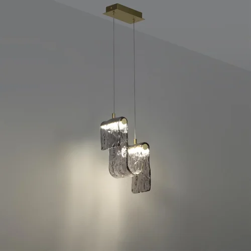 Светильник подвесной LED Flow 5106/11L Odeon Light серый дымчатый на 1 лампу, основание золотое в стиле арт-деко современный фото 4