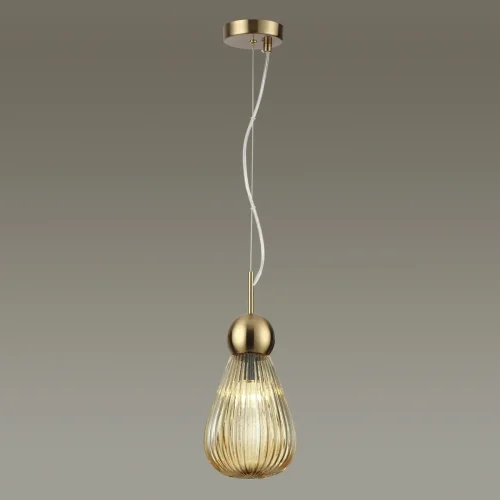 Светильник подвесной Elica 5402/1 Odeon Light янтарный 1 лампа, основание золотое в стиле современный выдувное фото 4
