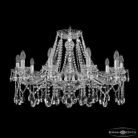 Люстра подвесная 1413/10/300 Ni Bohemia Ivele Crystal без плафона на 10 ламп, основание прозрачное никель в стиле классика sp