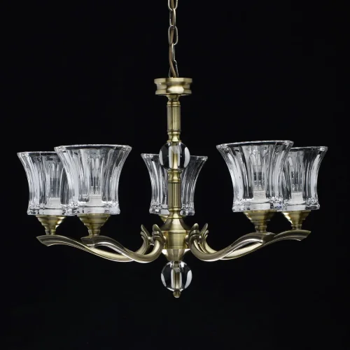Люстра подвесная Аманда 481013805 MW-Light прозрачная на 5 ламп, основание античное бронза в стиле классический  фото 2
