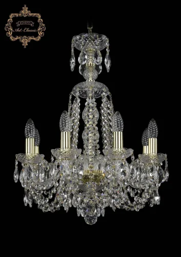 Люстра подвесная хрустальная 11.11.8.165.XL-62.Gd.Sp Bohemia Art Classic прозрачная на 8 ламп, основание золотое в стиле классический 