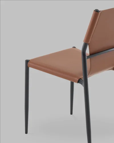 Стул обеденный West коричневый NC УТ000041709 Stool Group, коричневый/экокожа, ножки/металл/чёрный, размеры - ***** фото 7 Стул обеденный West коричневый NC УТ000041709 Stool Group, коричневый/экокожа, ножки/металл/чёрный, размеры - ***** фото 7