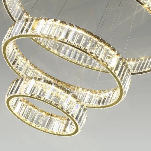 Люстра подвесная LED Vekia 5015/88L Odeon Light прозрачная на 1 лампа, основание золотое в стиле современный кольца фото 5
