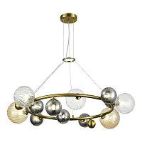 Люстра подвесная Sphere SL1515.303.12 ST-Luce серая янтарная на 12 ламп, основание латунь в стиле модерн молекула шар
