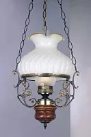 Светильник подвесной L 2442 M Reccagni Angelo белый 1 лампа, основание коричневое бронзовое в стиле классический кантри выдувное