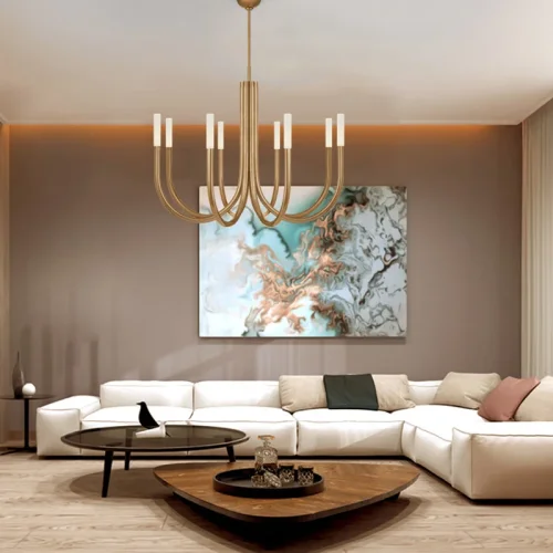 Люстра потолочная LAURA L12 193442-23 ImperiumLoft белая на 12 ламп, основание латунь в стиле современный фото 3 Люстра потолочная LAURA L12 193442-23 ImperiumLoft белая на 12 ламп, основание латунь в стиле современный фото 3