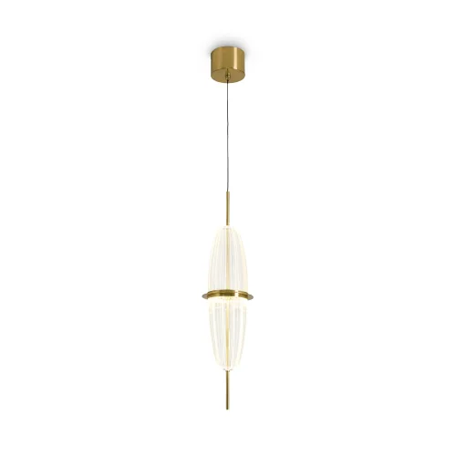 Светильник подвесной LED Whisper FR6184PL-L8BS Freya прозрачный на 1 лампу, основание латунь в стиле хай-тек современный 