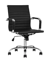 Кресло офисное TopChairs City S, черное УТ000001923 Stool Group, чёрный/экокожа, ножки/металл/хром, размеры - ****560*620