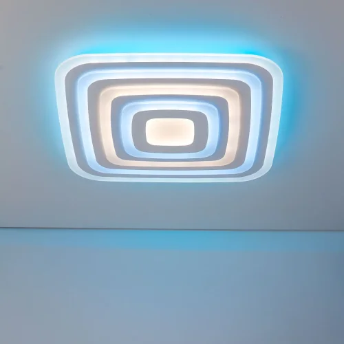 Светильник потолочный LED RGB с пультом Триест Смарт CL737A100E Citilux белый 1 лампа, основание белое в стиле современный хай-тек с пультом квадраты фото 2