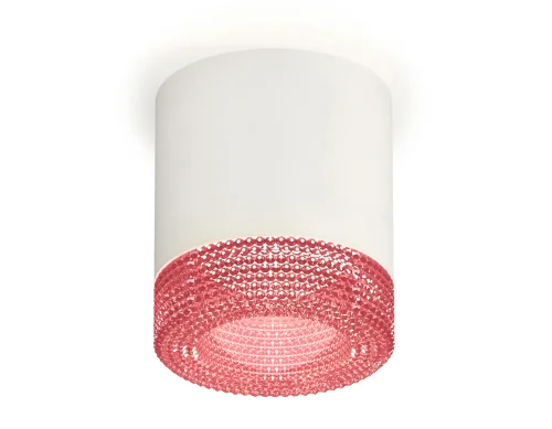 Светильник накладной XS7401022 Ambrella light розовый белый 1 лампа, основание белое в стиле хай-тек современный круглый