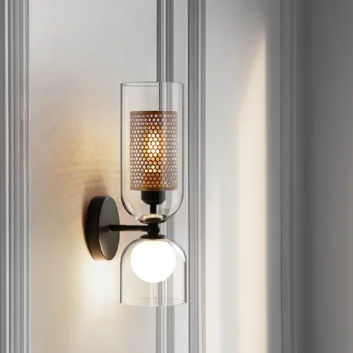 Оригинальный настенный светильник CATCH WALL ELITE 167823-26 ImperiumLoft белый прозрачный на 1 лампа, основание бронзовое в стиле современный  фото 9