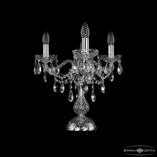Настольная лампа 1415L/3/141-39 Ni Bohemia Ivele Crystal без плафона на 3 лампы, основание прозрачное никель стекло хрусталь металл в стиле классический sp