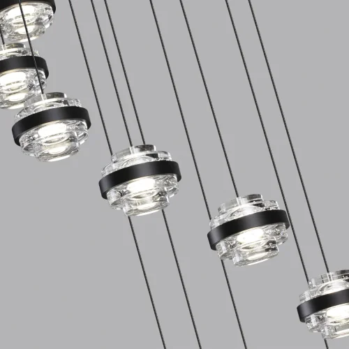 Люстра каскадная LED Klot 5031/80L Odeon Light прозрачная на 1 лампа, основание чёрное в стиле современный  фото 5