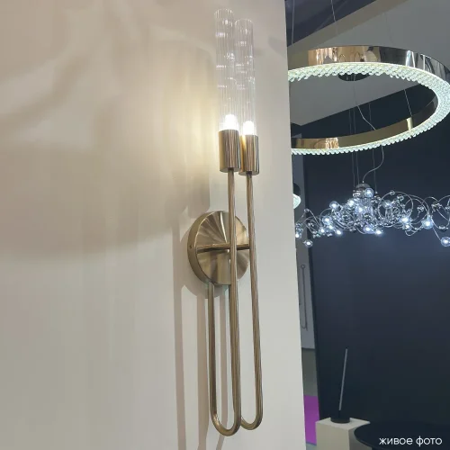 Бра DIA AP2 Crystal Lux прозрачный на 2 лампы, основание латунь в стиле современный фото 5