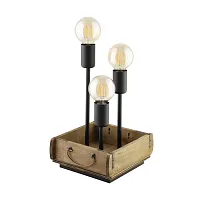 Настольная лампа Wootton 43594 Eglo без плафона 3 лампы, основание коричневое дерево металл в стиле кантри лофт 