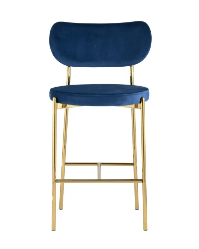 Cтул полубарный Барбара, велюр синий, золотые ножки УТ000028063 Stool Group, синий/велюр, ножки/металл/золотой, размеры - ****485*535 фото 7