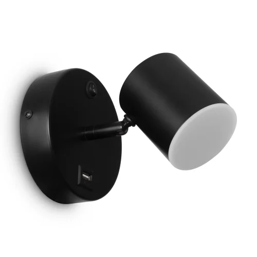 Бра с выключателем LED с usb PointFive FR10006CW-L6B Freya чёрный на 1 лампа, основание чёрное в стиле современный хай-тек  фото 2
