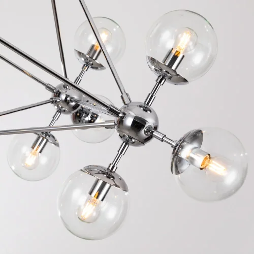 Люстра подвесная Bolla A1664SP-15CC Arte Lamp прозрачная на 15 ламп, основание хром в стиле современный молекула шар фото 3
