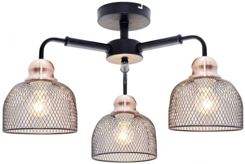 Люстра потолочная Griselda TL1158-3D Toplight медь на 3 лампы, основание чёрное медь в стиле лофт 