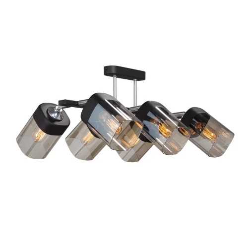 Люстра потолочная V4895-1/6PL Vitaluce янтарная на 6 ламп, основание чёрное в стиле арт-деко 