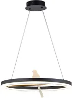 Светильник подвесной LED Bardy 4654-1P F-promo белый на 1 лампу, основание чёрное в стиле современный птички кольца
