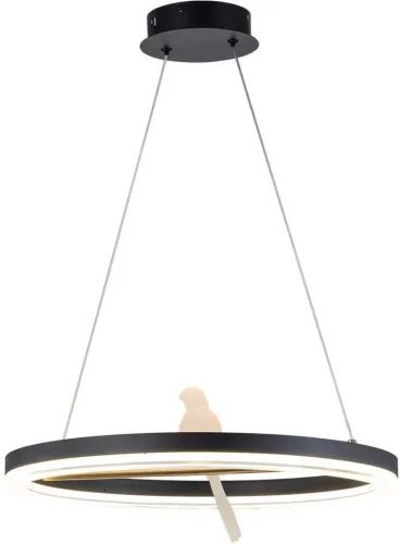 Светильник подвесной LED Bardy 4654-1P F-promo белый на 1 лампу, основание чёрное в стиле современный птички кольца