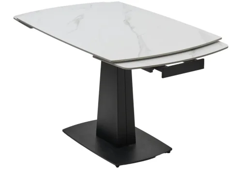 Керамический стол Balde 140 matt white marble solid ceramic / black 593885 Woodville столешница белая из керамика фото 5