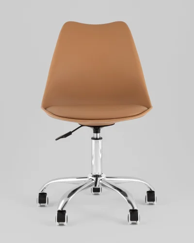Стул BLOK SN, пластиковый коричневый УТ000039790 Stool Group, коричневый/экокожа пластик, ножки/металл/хром, размеры - 830*950***485*545 фото 7