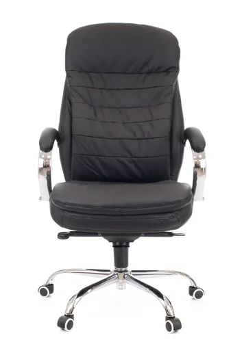 Кресло руководителя Valencia M Кожаное Черный EC-330 Leather Black Everprof, чёрный/кожа, ножки//, размеры - 1200*1260***660* фото 3
