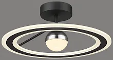 Светильник потолочный LED с пультом 431-107-02 Velante чёрный белый 1 лампа, основание чёрное в стиле хай-тек современный с пультом кольца