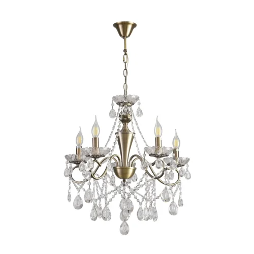 Люстра подвесная хрустальная Luina 8346/5 Lumion без плафона на 5 ламп, основание бронзовое в стиле классический  Люстра подвесная хрустальная Luina 8346/5 Lumion без плафона на 5 ламп, основание бронзовое в стиле классический