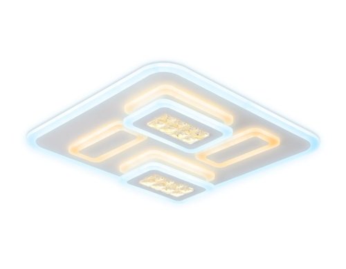 Люстра потолочная LED с пультом Acrylica Ice FA257 Ambrella light белая серая на 1 лампа, основание серое в стиле модерн хай-тек квадраты с пультом фото 2
