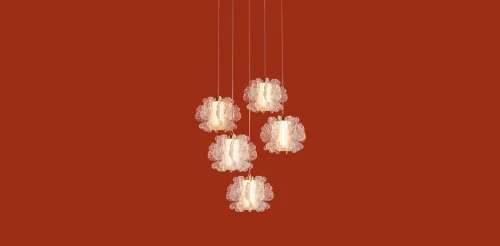 Светильник подвесной LED Flower FR5579PL-L40BS Freya прозрачный на 1 лампу, основание латунь в стиле современный каскад фото 10