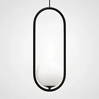 Светильник подвесной Matthew McCormick hoop 50 Black MILA Pendant 179966-22 ImperiumLoft белый 1 лампа, основание чёрное в стиле современный 