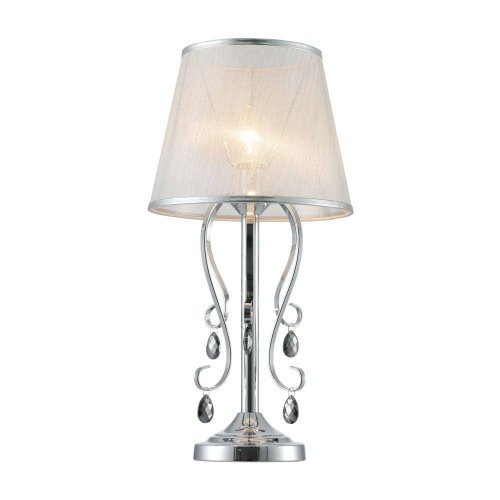 Настольная лампа Simone FR2020-TL-01-CH Freya белая 1 лампа, основание хром металл в стиле классический  фото 2