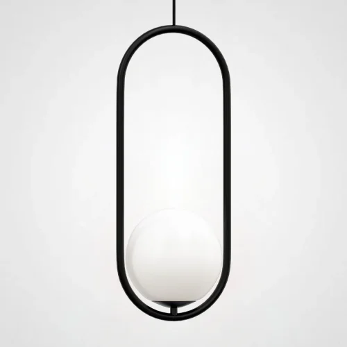 Светильник подвесной Matthew McCormick hoop 50 Black MILA Pendant 179966-22 ImperiumLoft белый 1 лампа, основание чёрное в стиле современный 