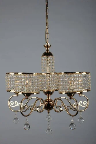 Люстра подвесная Bergamo OML-60503-05 Omnilux прозрачная на 5 ламп, основание золотое в стиле классический  фото 4