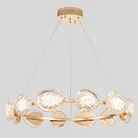 Люстра подвесная LED с пультом FELICIDAD SP96W LED Crystal Lux прозрачная на 1 лампу, основание золотое в стиле современный 