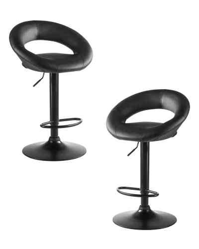 Стул барный набор 2 шт. SET-2 5001_BlackBase-LM MIRA BLACK, цвет сиденья черный, цвет основания черный Dobrin, /экокожа, ножки/металл/чёрный, размеры - 790*1020***535*470