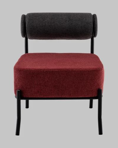Кресло Ponpoun, тёмно-серый, бордо УТ000040473 Stool Group, бордовый/шенилл, ножки/металл/чёрный, размеры - *710***610*710мм фото 2