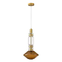 Светильник подвесной LED Fiorato A2442SP-11PB Arte Lamp разноцветный янтарный на 1 лампу, основание медь в стиле арт-деко современный 