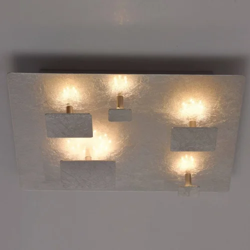 Люстра потолочная LED Галатея 452012805 DeMarkt серебряная на 1 лампа, основание серебряное в стиле хай-тек  фото 2