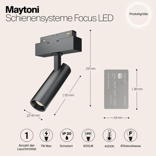 Трековый светильник LED Magnetic track system TR019-2-7W4K-B Maytoni чёрный для шинопроводов серии Magnetic track system S35 чёрный фото 4
