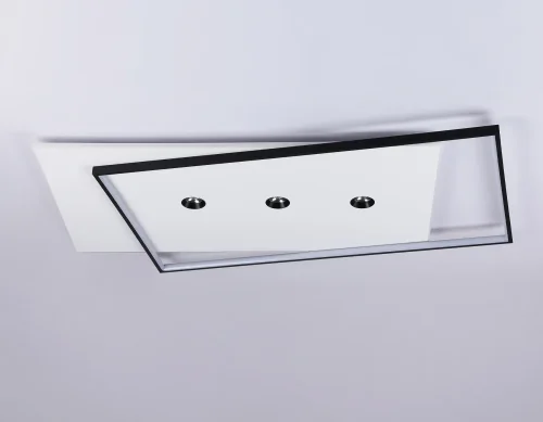 Светильник потолочный LED с пультом FL5066 Ambrella light белый чёрный 1 лампа, основание белое в стиле современный хай-тек квадраты фото 2