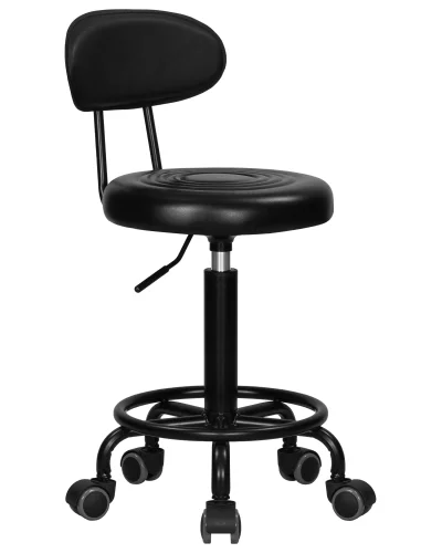 Табурет мастера DOBRIN BILLY BLACK (черный) цвет сиденья черный. цвет основания черный Dobrin, чёрный/экокожа, ножки/металл/, размеры - 690*850**** фото 2