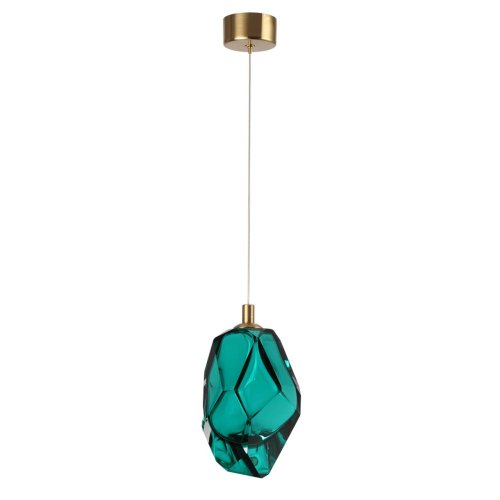 Светильник подвесной LED Gemme 7110/4LA Odeon Light зелёный на 1 лампу, основание бронзовое в стиле классический современный выдувное Светильник подвесной LED Gemme 7110/4LA Odeon Light зелёный на 1 лампу, основание бронзовое в стиле классический современный выдувное