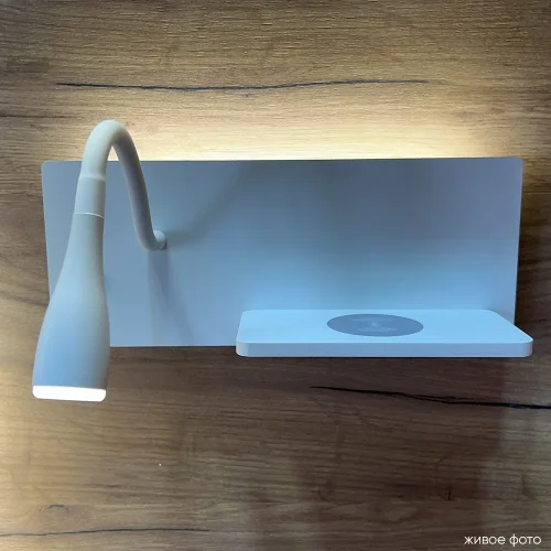 Бра с выключателем LED CLT 217W Qi+USB WH Crystal Lux белый на 1 лампу, основание белое в стиле современный для чтения фото 6