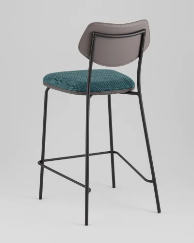 Стул полубарный Casey, темно-бирюзовый, с серой экокожей УТ000039578 Stool Group, бирюзовый/рогожка, ножки/металл/чёрный, размеры - ***** фото 5