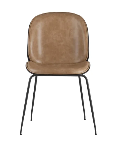 Стул Турин, бежевая экокожа, черные ножки УТ000001743 Stool Group, бежевый/экокожа, ножки/металл/чёрный, размеры - ****530*530 фото 2